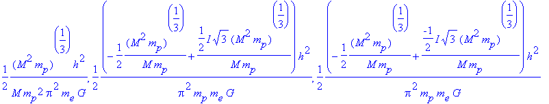 1/2*(M^2*m[p])^(1/3)*h^2/(M*m[p]^2*pi^2*m[e]*G), 1/...