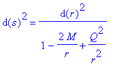 d(s)^2 = d(r)^2/(1-2*M/r+Q^2/(r^2))