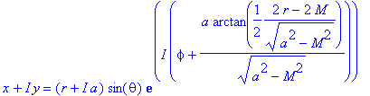 x+I*y = (r+I*a)*sin(theta)*exp(I*(phi+a*arctan(1/2*...