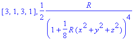[3, 1, 3, 1], 1/2*R/((1+1/8*R*(x^2+y^2+z^2))^4)