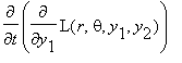 diff(diff(L(r,theta,y[1],y[2]),y[1]),t)