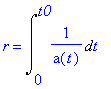 r = Int(1/a(t),t = 0 .. t0)
