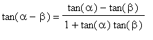 tan(alpha-beta) = (tan(alpha)-tan(beta))/(1+tan(alpha)*tan(beta))