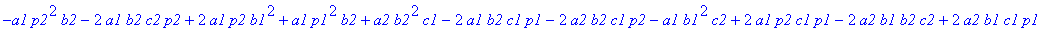 -a1*p2^2*b2-2*a1*b2*c2*p2+2*a1*p2*b1^2+a1*p1^2*b2+a2*b2^2*c1-2*a1*b2*c1*p1-2*a2*b2*c1*p2-a1*b1^2*c2+2*a1*p2*c1*p1-2*a2*b1*b2*c2+2*a2*b1*c1*p1+2*a2*b1*c2*p2+2*a2*p1*b2*c2+2*a2*p1*b2*p2-2*a2*p1*c2*p2-2*b...