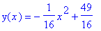 y(x) = -1/16*x^2+49/16