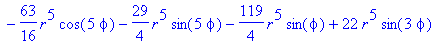 dp := 79*r*sin(phi)+28*r^2*sin(2*phi)+49/4*r^3*cos(3*phi)+147/4*r^3*cos(phi)-63/16*r^5*cos(3*phi)+63/8*r^5*cos(phi)-63/16*r^5*cos(5*phi)-29/4*r^5*sin(5*phi)-119/4*r^5*sin(phi)+22*r^5*sin(3*phi)