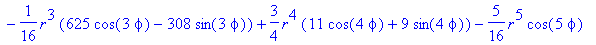 sol := 62047/4-25/8*r*(625*cos(phi)-154*sin(phi))+1/2*r^2*(1650*cos(2*phi)+613*sin(2*phi))-1/16*r^3*(625*cos(3*phi)-308*sin(3*phi))+3/4*r^4*(11*cos(4*phi)+9*sin(4*phi))-5/16*r^5*cos(5*phi)