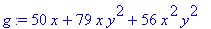 g := 50*x+79*x*y^2+56*x^2*y^2