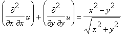 Diff(u,x,x)+Diff(u,y,y) = (x^2-y^2)/sqrt(x^2+y^2)