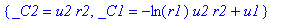 {_C2 = u2*r2, _C1 = -ln(r1)*u2*r2+u1}