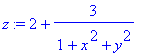 z := 2+3/(1+x^2+y^2)