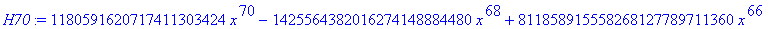 H70 := 1180591620717411303424*x^70-1425564382016274...