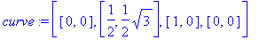 curve := [[0, 0], [1/2, 1/2*sqrt(3)], [1, 0], [0, 0...