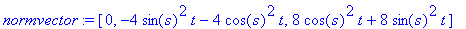 normvector := vector([0, -4*sin(s)^2*t-4*cos(s)^2*t...