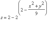 z = 2-2^(2-(x^2+y^2)/9)