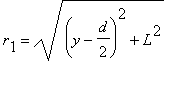 r[1] = sqrt((y-d/2)^2+L^2)