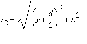 r[2] = sqrt((y+d/2)^2+L^2)