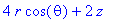 4*r*cos(theta)+2*z