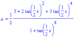 a := 1/2*(3+2*tan(1/2*x)^2+3*tan(1/2*x)^4)/(1+tan(1...