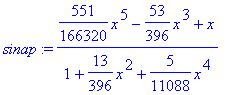 sinap := (551/166320*x^5-53/396*x^3+x)/(1+13/396*x^...