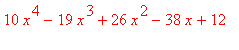 10*x^4-19*x^3+26*x^2-38*x+12