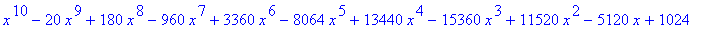 x^10-20*x^9+180*x^8-960*x^7+3360*x^6-8064*x^5+13440...