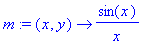 m := proc (x, y) options operator, arrow; sin(x)/x ...