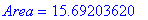 Area = 15.69203620
