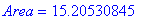 Area = 15.20530845