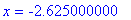 x = -2.625000000