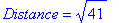 Distance = sqrt(41)