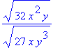 sqrt(32*x^2*y)/sqrt(27*x*y^3)