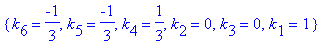 {k[6] = -1/3, k[5] = -1/3, k[4] = 1/3, k[2] = 0, k[...