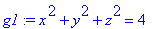 g1 := x^2+y^2+z^2 = 4
