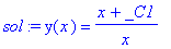 sol := y(x) = (x+_C1)/x