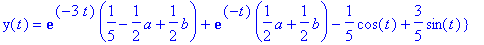 sol := {x(t) = -exp(-3*t)*(1/5-1/2*a+1/2*b)+exp(-t)...
