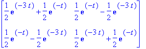 matrix([[1/2*exp(-3*t)+1/2*exp(-t), 1/2*exp(-t)-1/2...