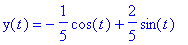 y(t) = -1/5*cos(t)+2/5*sin(t)