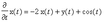 diff(x(t),t) = -2*x(t)+y(t)+cos(t)