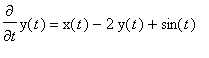 diff(y(t),t) = x(t)-2*y(t)+sin(t)