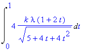 Int(4*k*lambda*(1+2*t)/(5+4*t+4*t^2)^(1/2),t = 0 .....