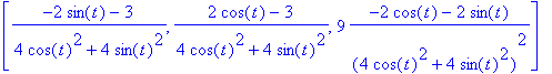 [(-2*sin(t)-3)/(4*cos(t)^2+4*sin(t)^2), (2*cos(t)-3...