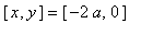 [x, y] = [-2*a, 0]