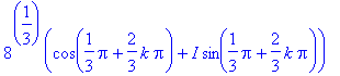 8^(1/3)*(cos(1/3*Pi+2/3*k*Pi)+I*sin(1/3*Pi+2/3*k*Pi...