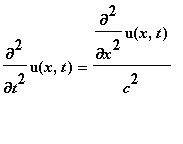 diff(u(x,t),`$`(t,2)) = diff(u(x,t),`$`(x,2))/(c^2)
