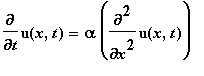 diff(u(x,t),t) = alpha*diff(u(x,t),`$`(x,2))