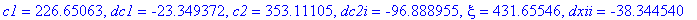 c1 = 226.65063, dc1 = -23.349372, c2 = 353.11105, dc2i = -96.888955, xi = 431.65546, dxii = -38.344540