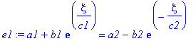 e1 := a1+b1*exp(xi/c1) = a2-b2*exp(-xi/c2)
