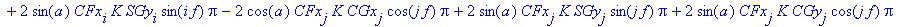 R24 := 2*Dx^2*Pi+2*Dy^2*Pi-2*cos(a)*CFx[i]*K*CGx[i]*cos(i*f)*Pi-2*cos(a)*CFy[j]*K*CGy[j]*cos(j*f)*Pi-2*cos(a)*CFy[i]*K*CGy[i]*cos(i*f)*Pi+2*sin(a)*CFx[i]*K*SGy[i]*sin(i*f)*Pi-2*cos(a)*CFx[j]*K*CGx[j]*c...