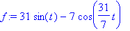 f := 31*sin(t)-7*cos(31/7*t)